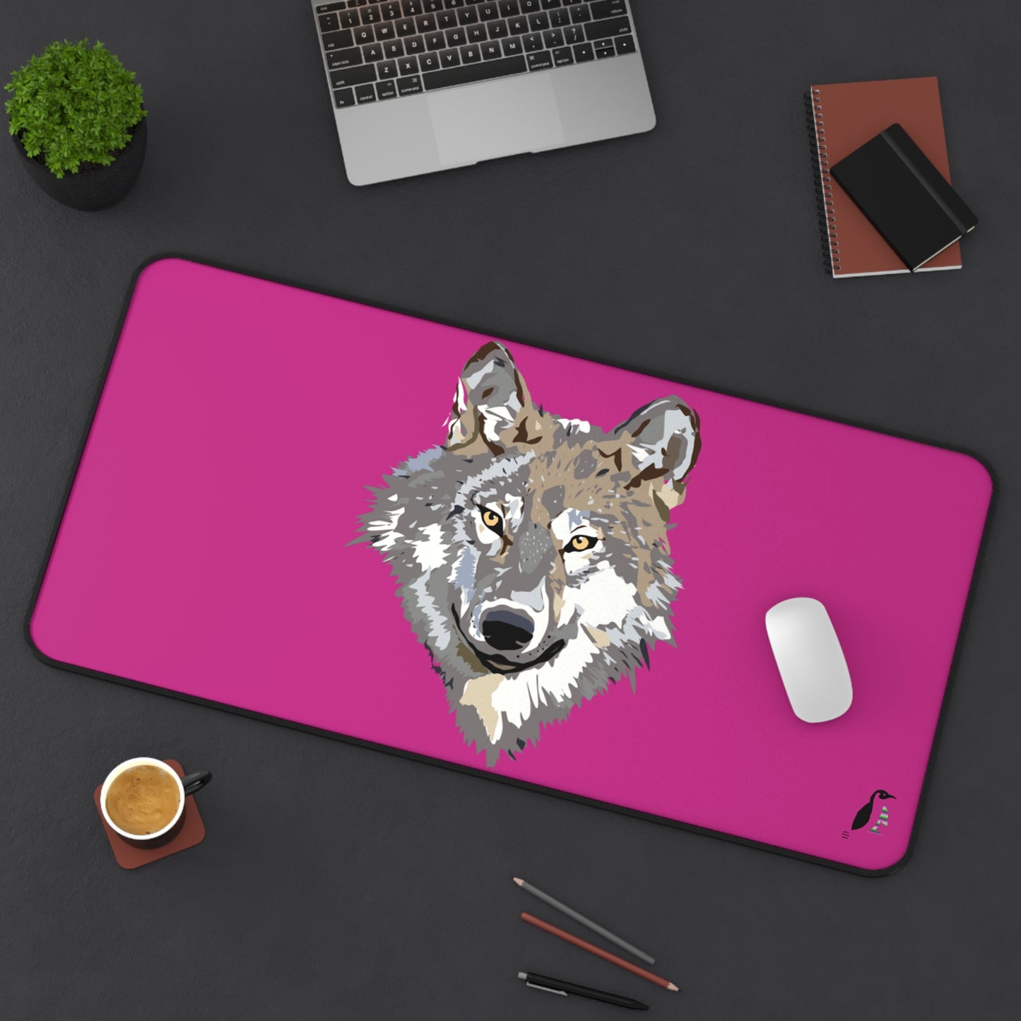 Desk Mat: Wolves Pink