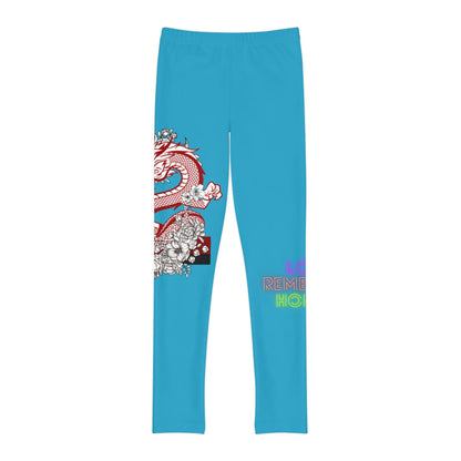 Youth Full-Length Leggings: Dragons Turquoise