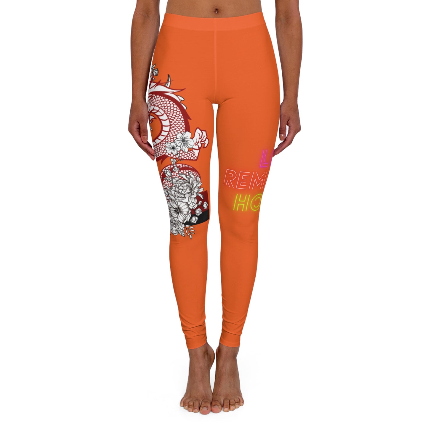 Women's Spandex Leggings: Dragons Orange