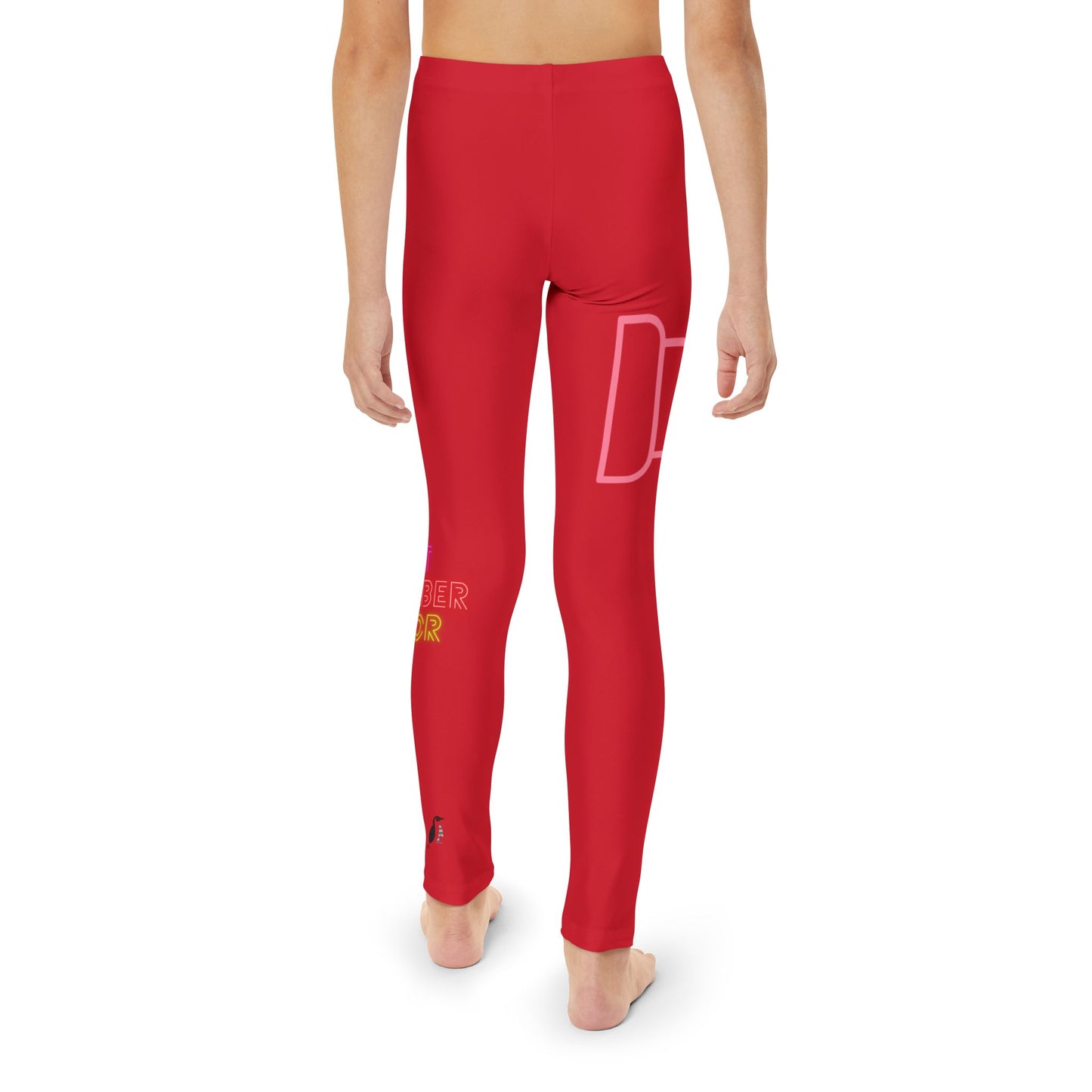 Youth Full-Length Leggings: Fight Cancer Dark Red