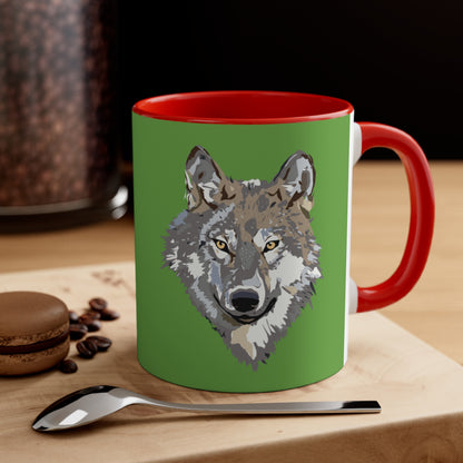 Accent Coffee Mug, 11oz: Wolves Green