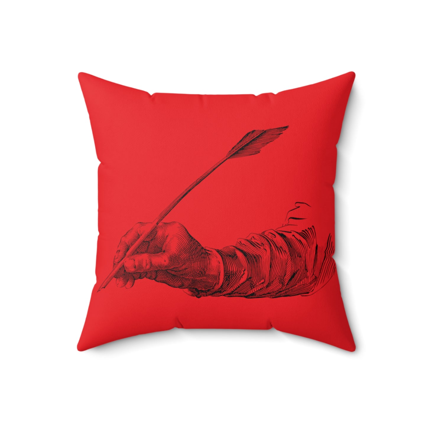 Spun Polyester Square Pillow: Writing Red
