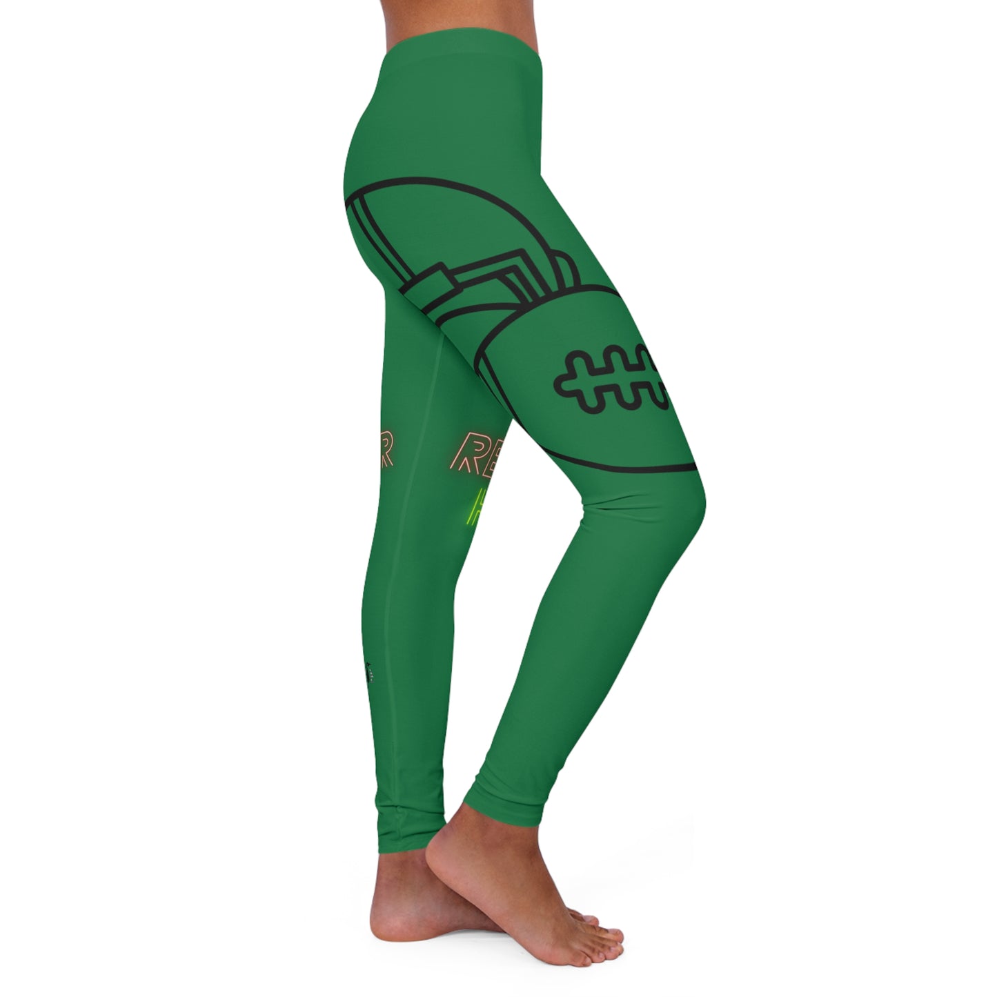 Women's Spandex Leggings: Football Dark Green