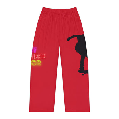 Pambabaeng Pajama Pants: Skateboarding Dark Red