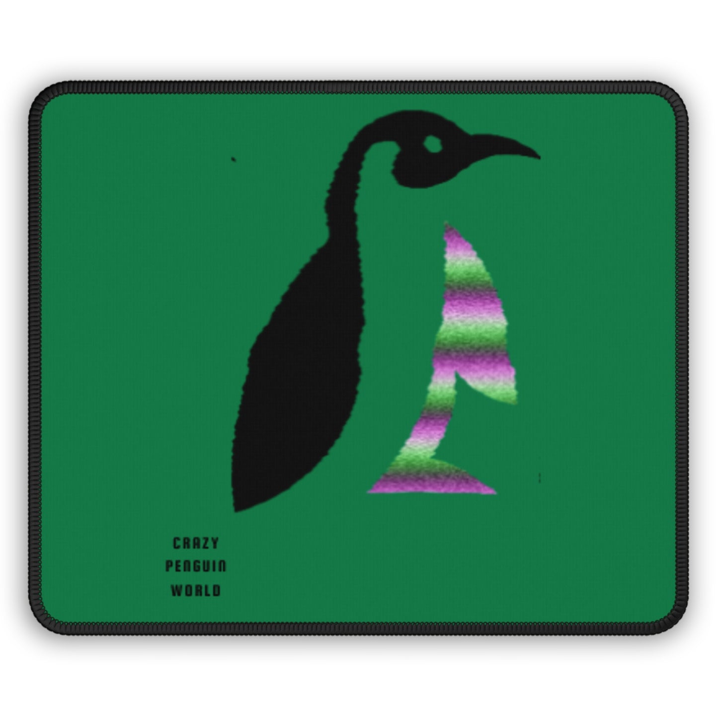 Gaming Mouse Pad: Crazy Penguin World Logo Dark Green