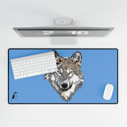 Desk Mats: Wolves Lite Blue