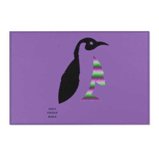 Area Rug (Rectangle): Crazy Penguin World Logo Lite Purple