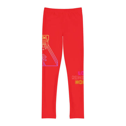 Youth Full-Length Leggings: Bowling Red