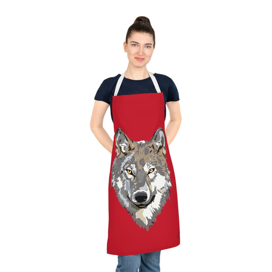 Adult Apron: Wolves Dark Red