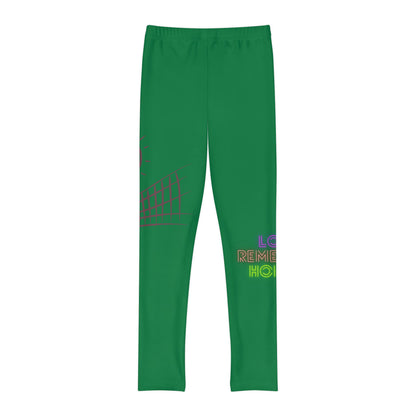 Youth Full-Length Leggings: Volleyball Dark Green