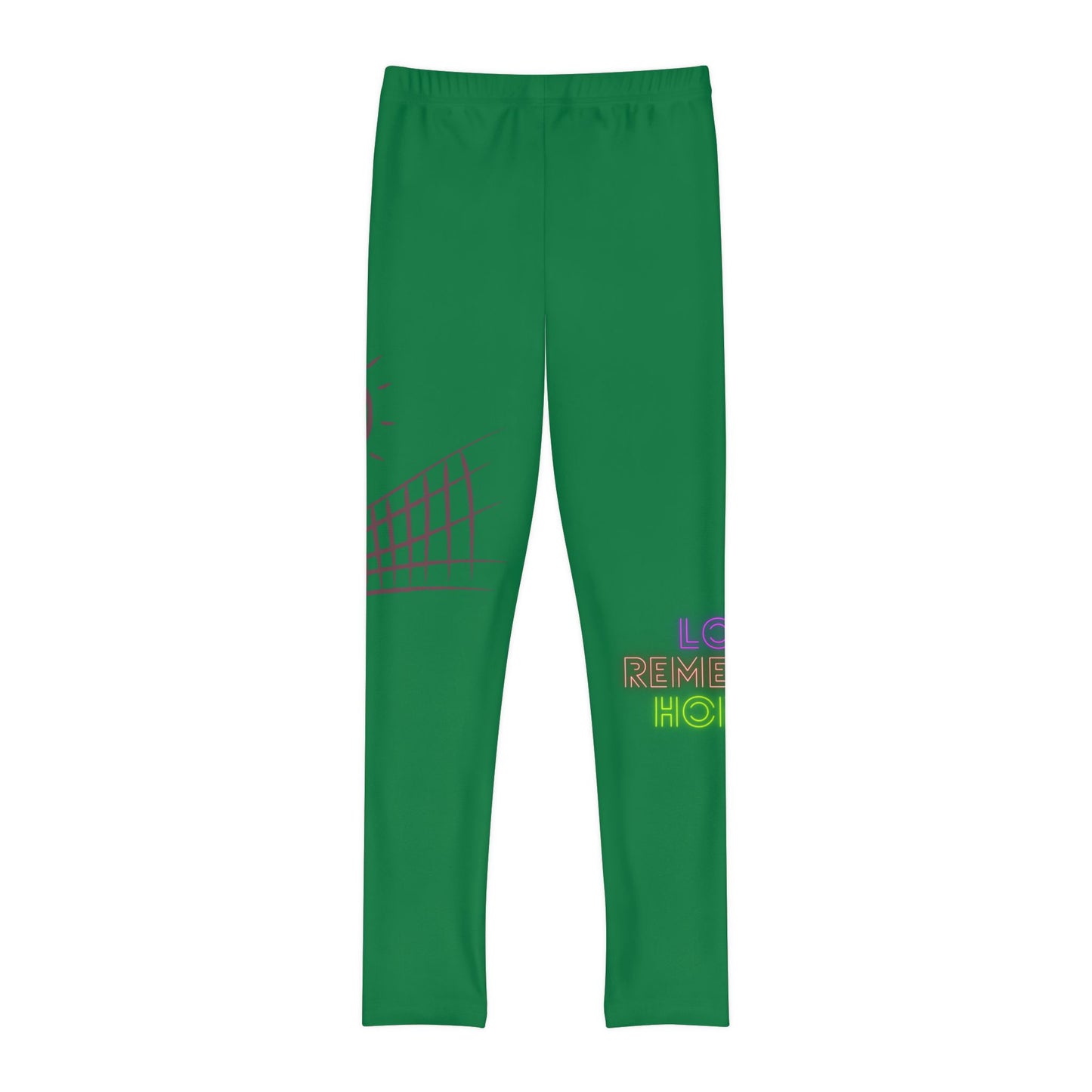 Youth Full-Length Leggings: Volleyball Dark Green