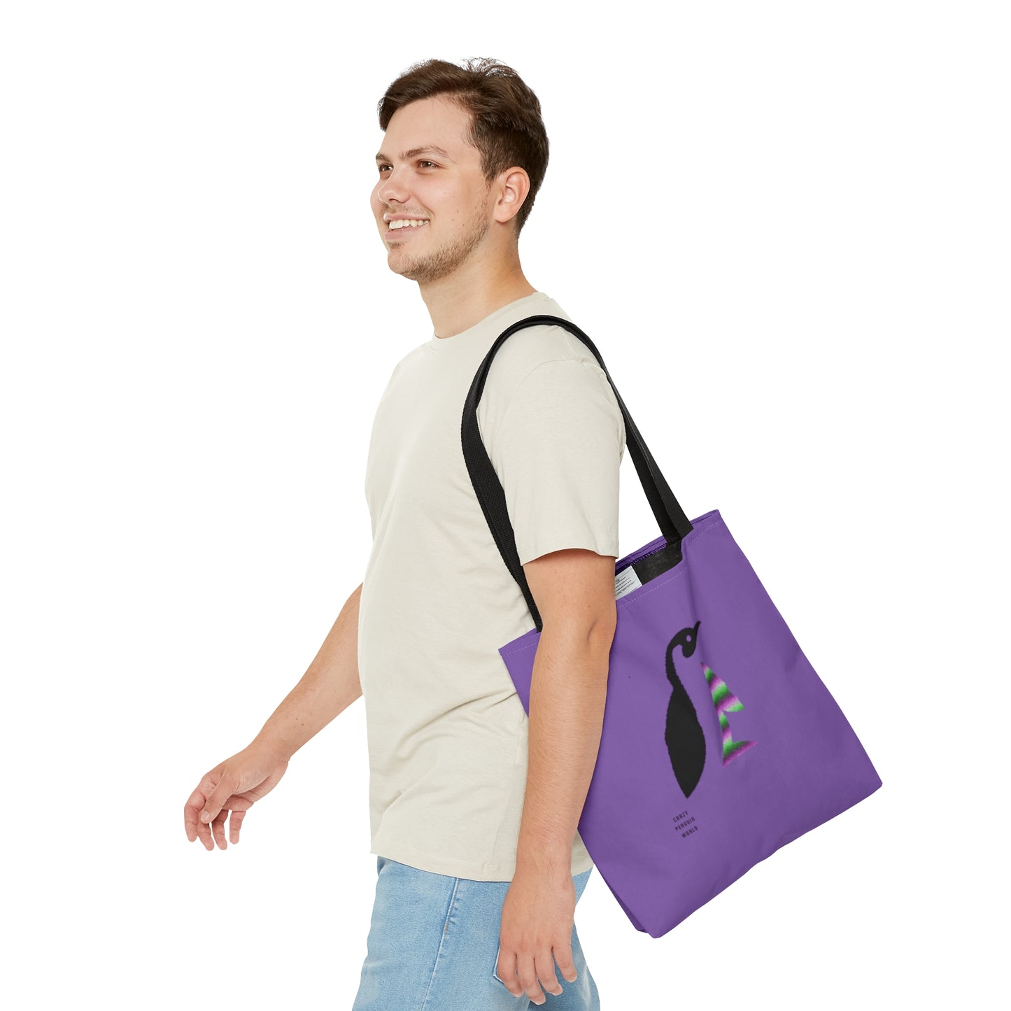 Tote Bag: Crazy Penguin World Logo Lite Purple