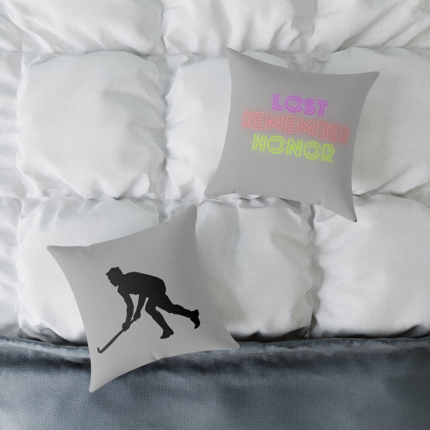 Spun Polyester Pillow: Hockey Lite Grey