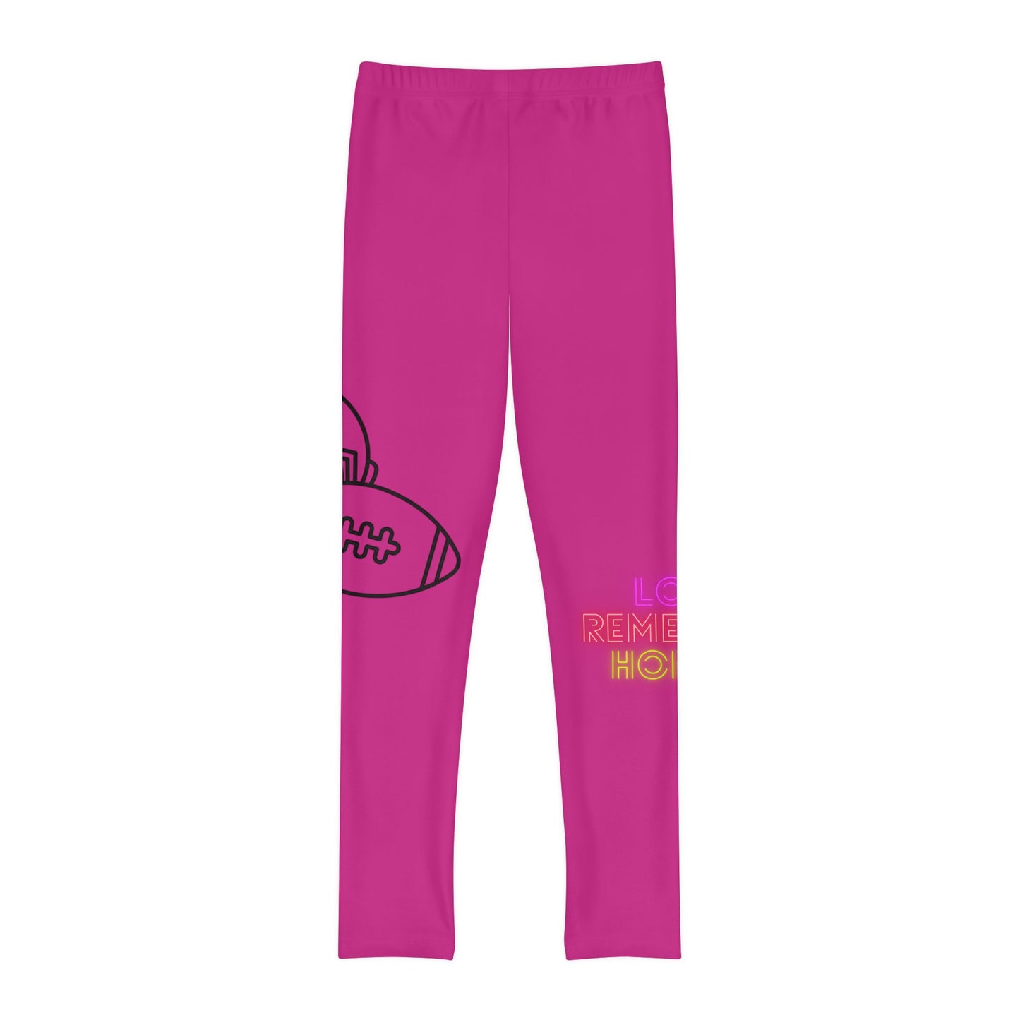 Youth Full-Length Leggings: Football Pink