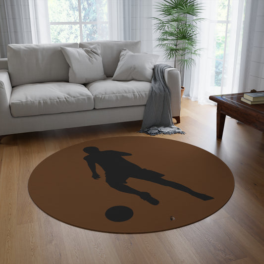 Round Rug: Soccer Brown