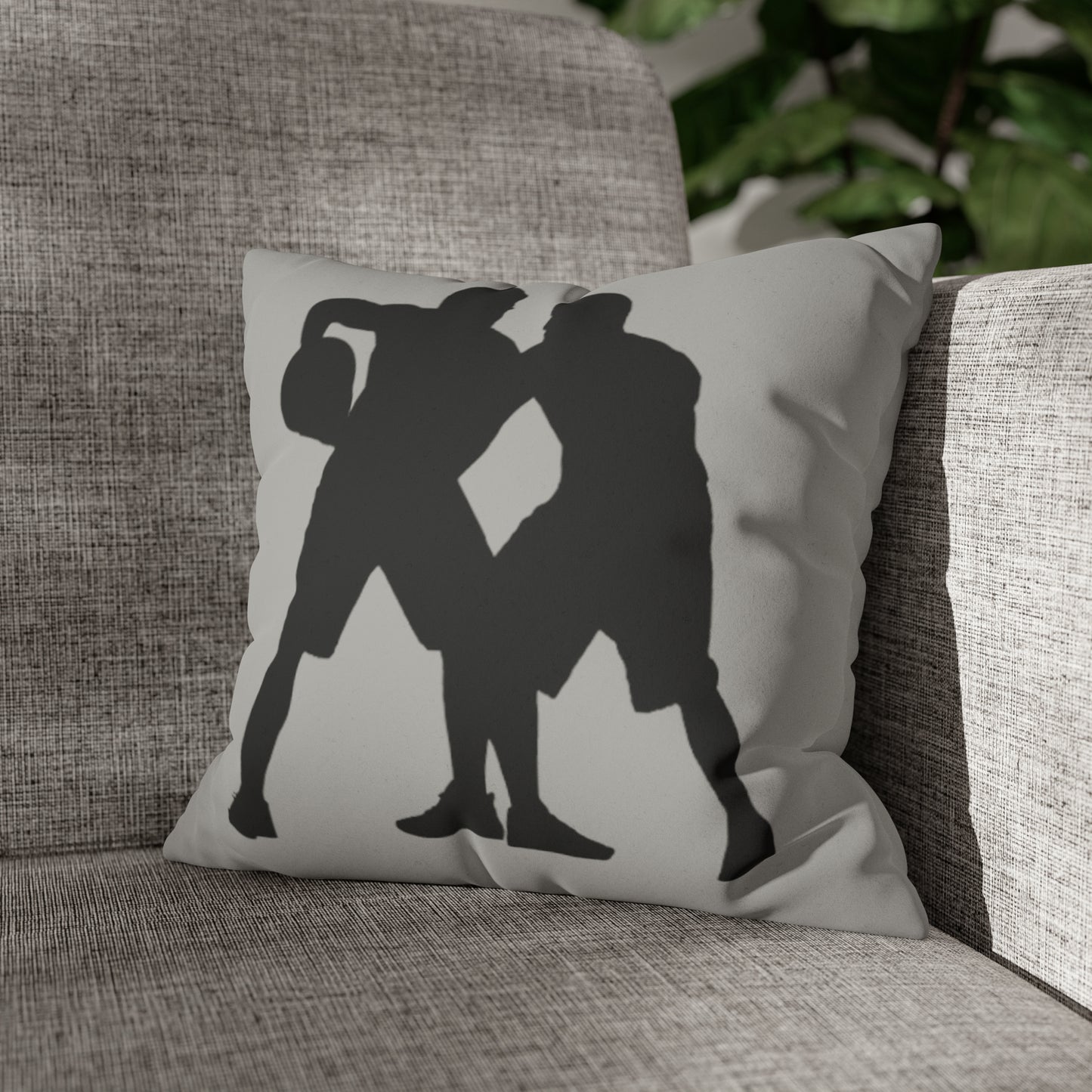 Faux Suede Square Pillow Case: Basketball Lite Grey