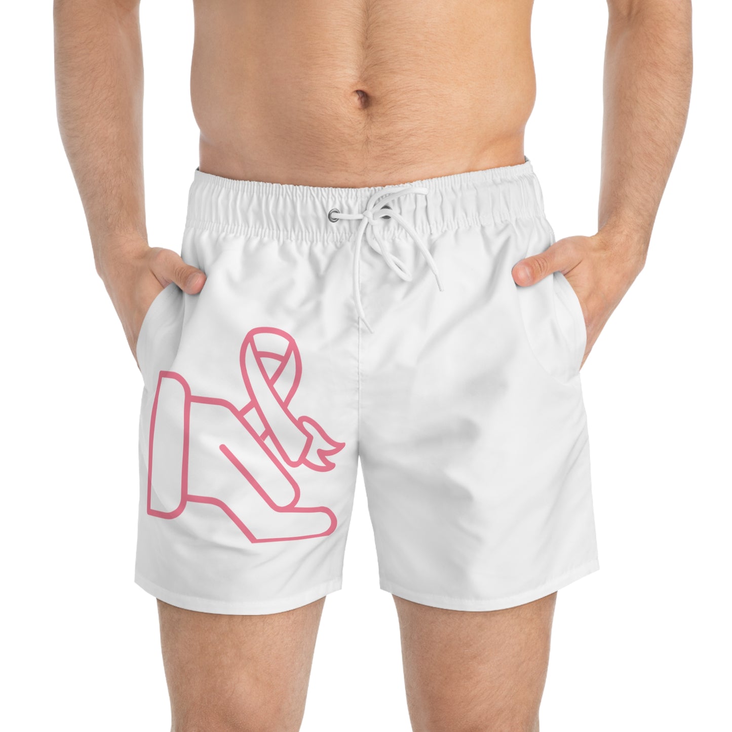 Swim Trunks: Fight Cancer White