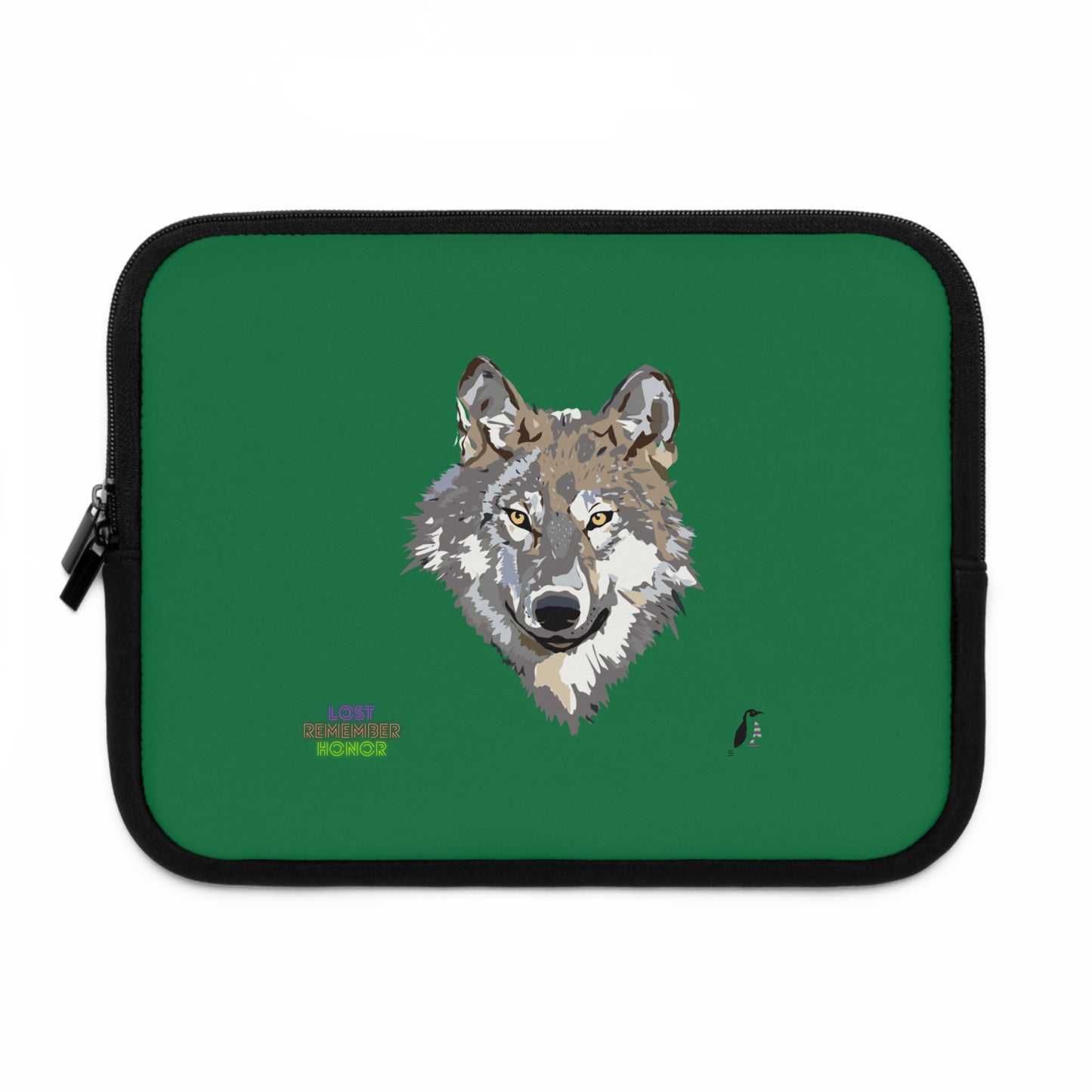 Laptop Sleeve: Wolves Dark Green