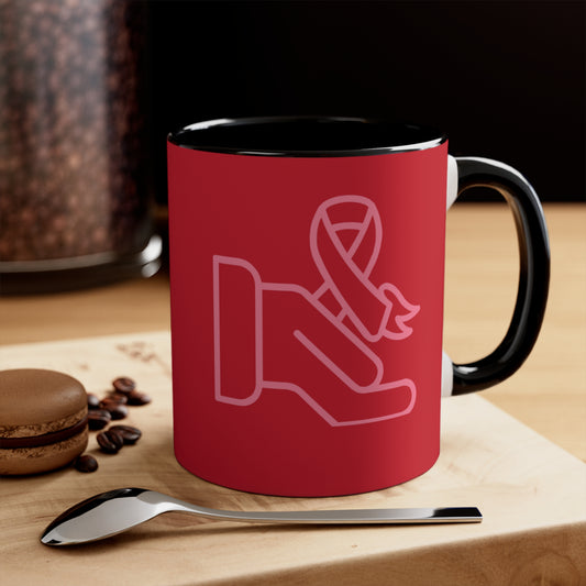 Accent Coffee Mug, 11oz: Fight Cancer Dark Red