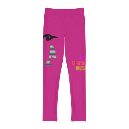 Youth Full-Length Leggings: Crazy Penguin World Logo Pink