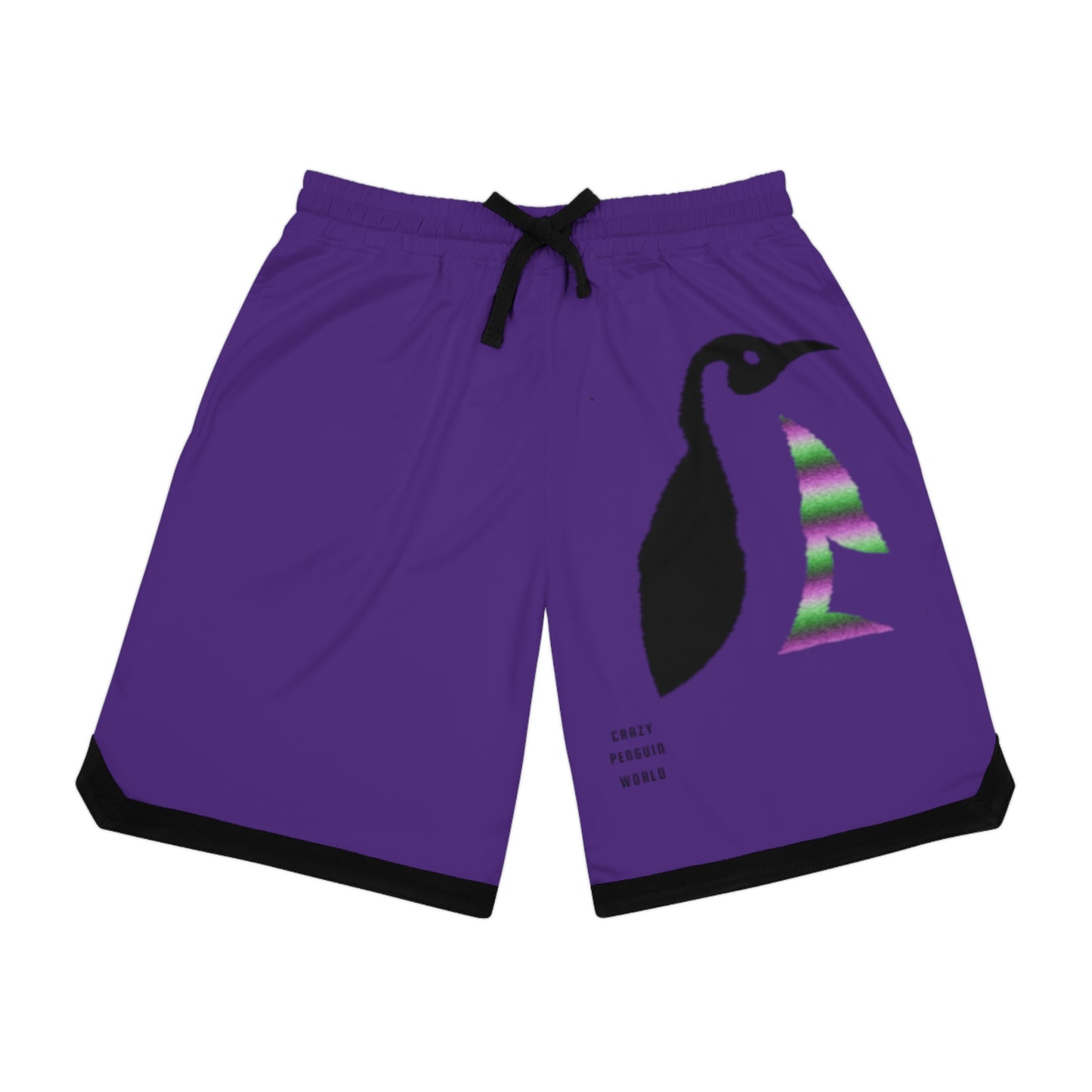 Basketball Rib Shorts: Crazy Penguin World Logo Purple