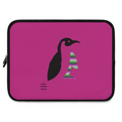 Laptop Sleeve: Crazy Penguin World Logo Pink