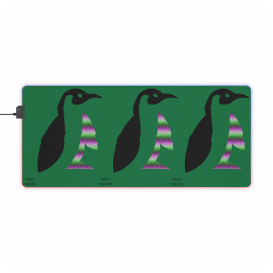 LED Gaming Mouse Pad: Crazy Penguin World Logo Dark Green