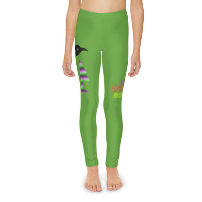 Youth Full-Length Leggings: Crazy Penguin World Logo Green