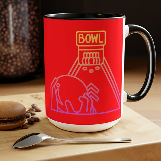 Two-Tone Coffee Mugs, 15oz: Bowling Red