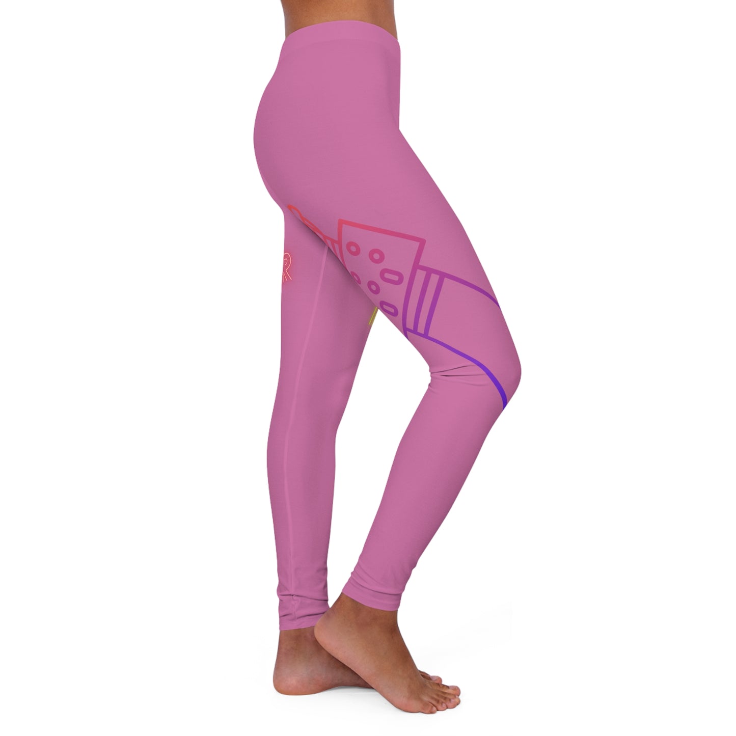 Women's Spandex Leggings: Music Lite Pink