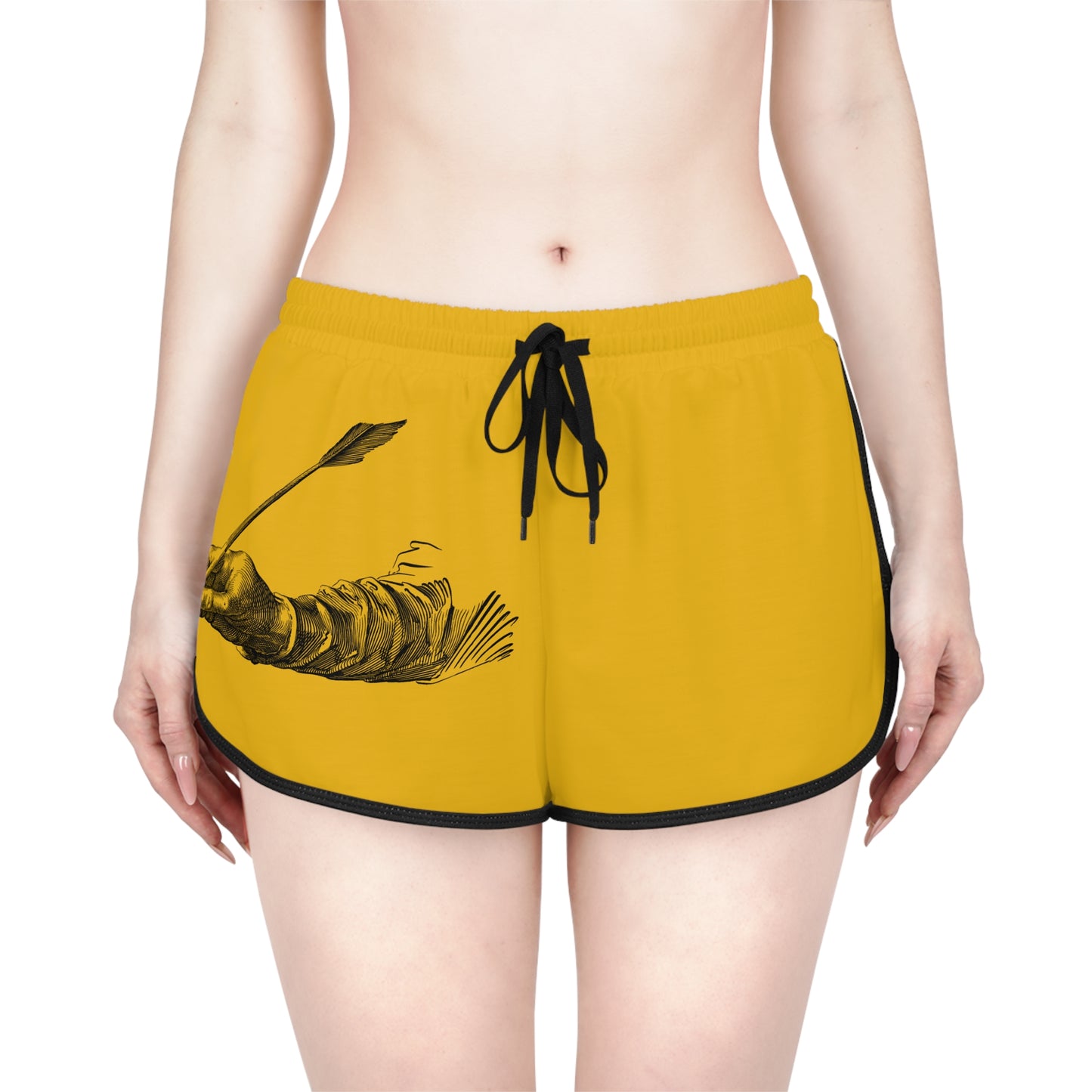 Women's Relaxed Shorts: Writing Yellow