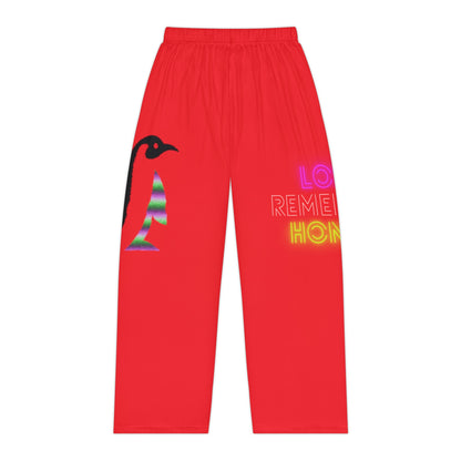 Women's Pajama Pants: Crazy Penguin World Logo Red