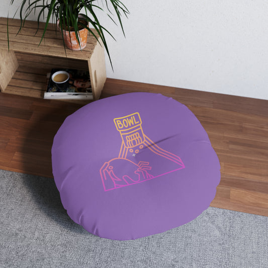 Tufted Floor Pillow, Round: Bowling Lite Purple