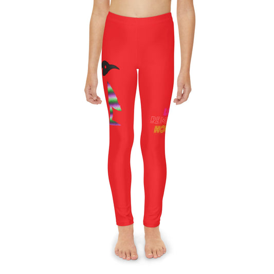 Youth Full-Length Leggings: Crazy Penguin World Logo Red