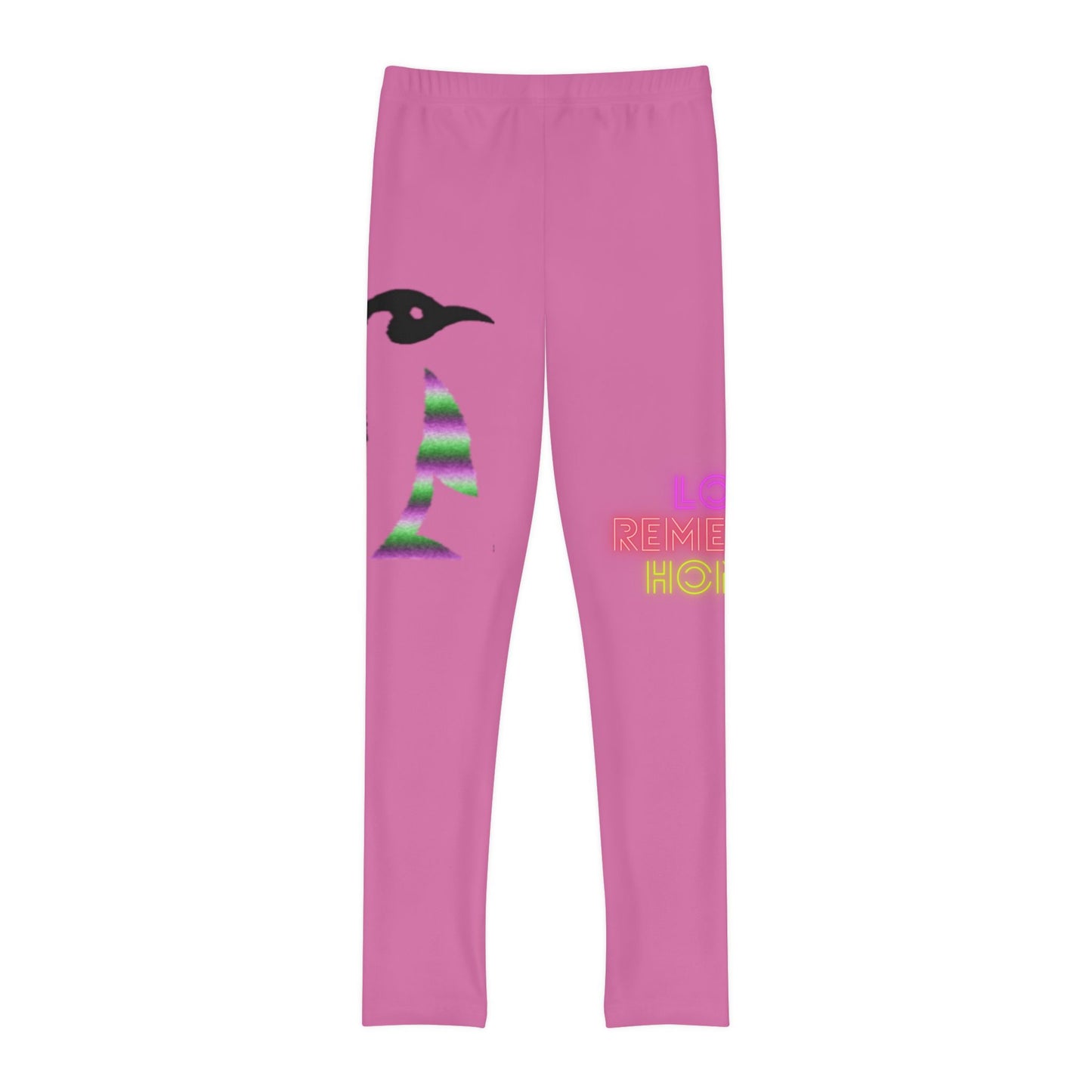 Youth Full-Length Leggings: Crazy Penguin World Logo Lite Pink