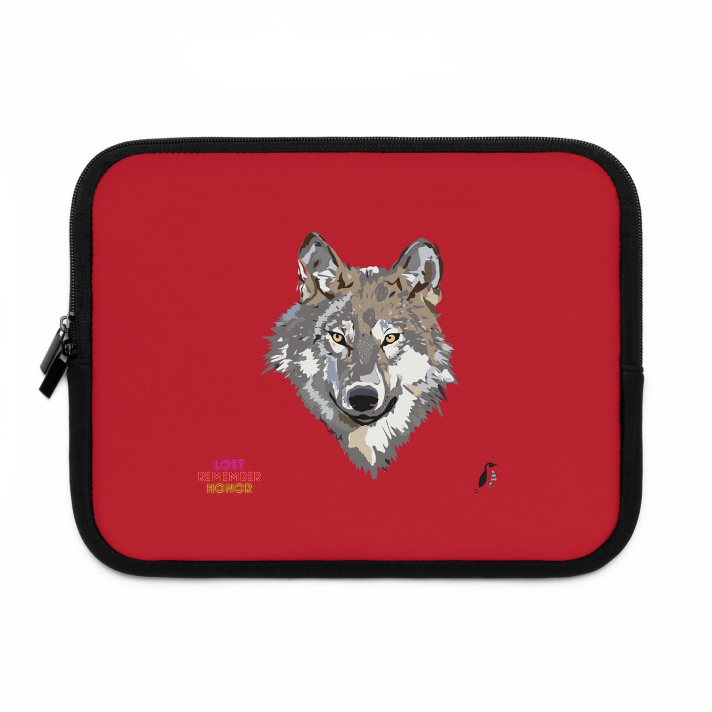 Laptop Sleeve: Wolves Dark Red