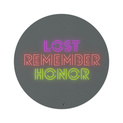 Round Rug: Lost Remember Honor Dark Grey