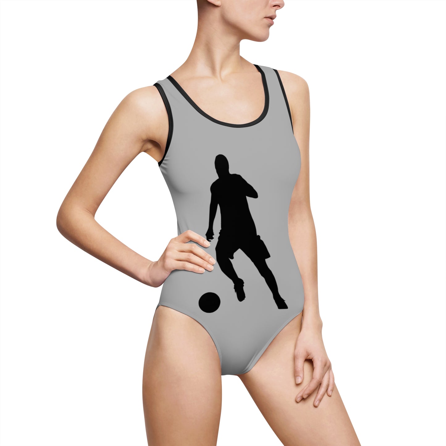 Women's Classic One-Piece Swimsuit: Soccer Lite Grey