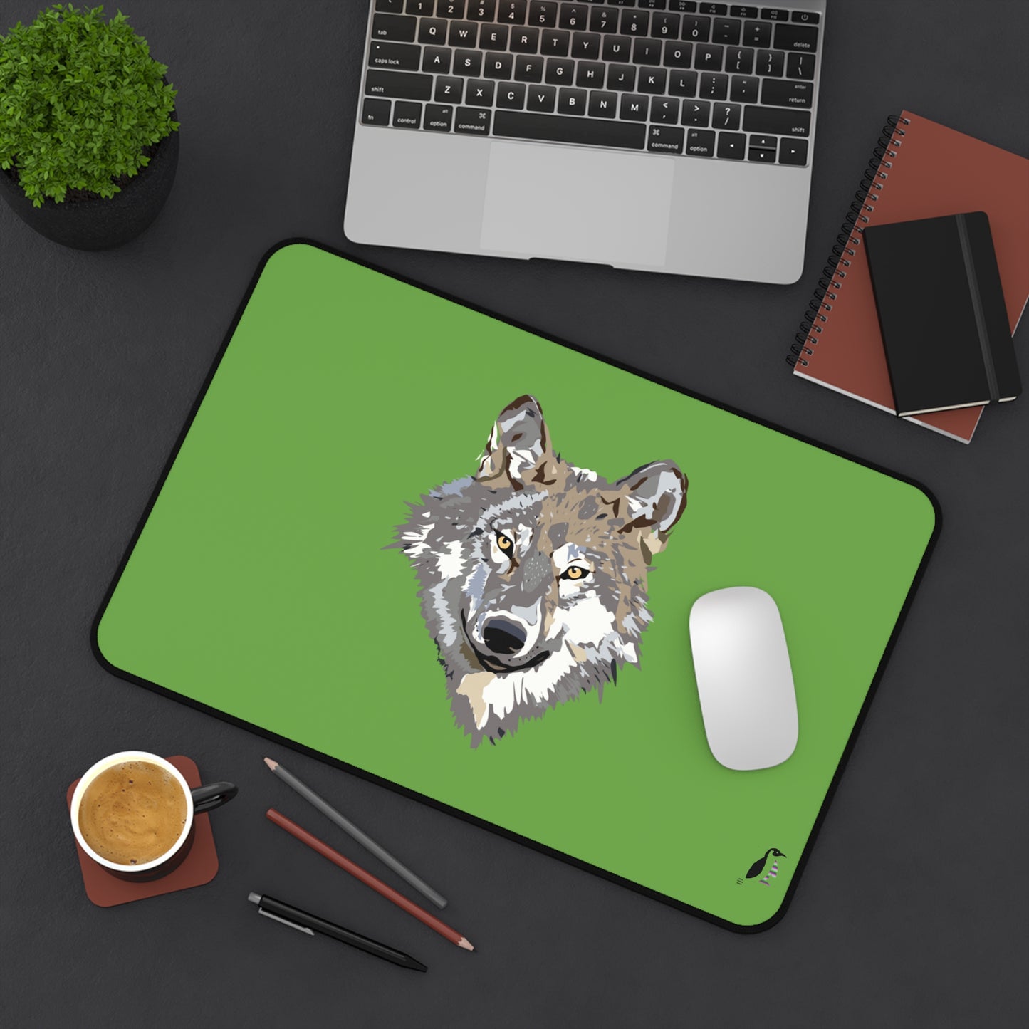 Desk Mat: Wolves Green