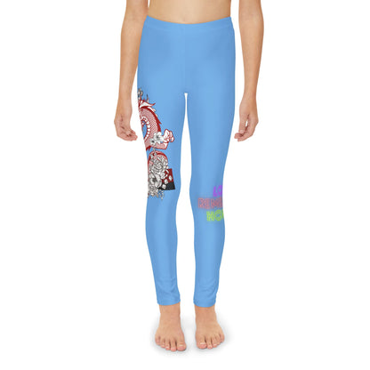 Youth Full-Length Leggings: Dragons Lite Blue