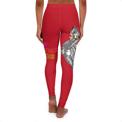 Women's Spandex Leggings: Wolves Dark Red