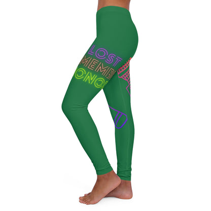 Women's Spandex Leggings: Music Dark Green