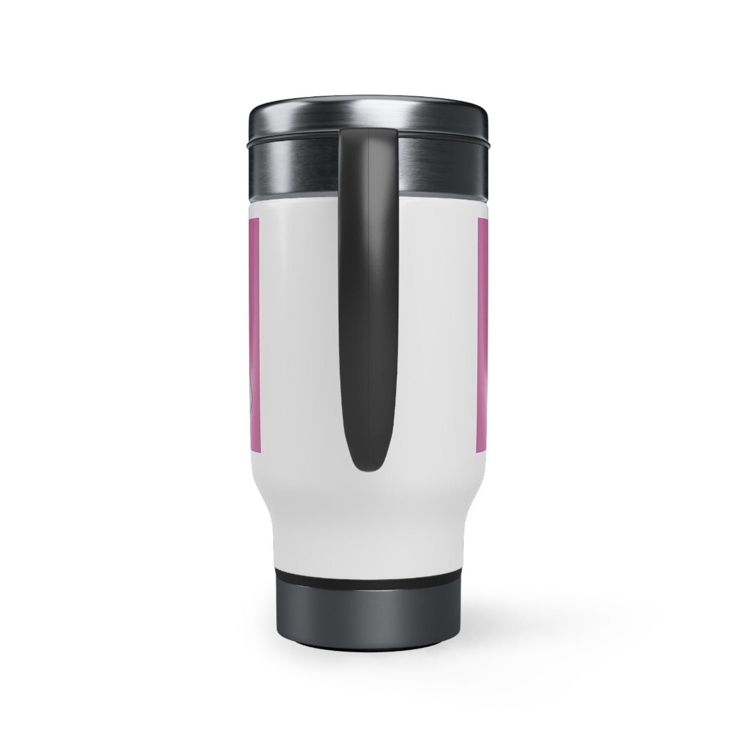Stainless Steel Travel Mug with Handle, 14oz: Football Lite Pink