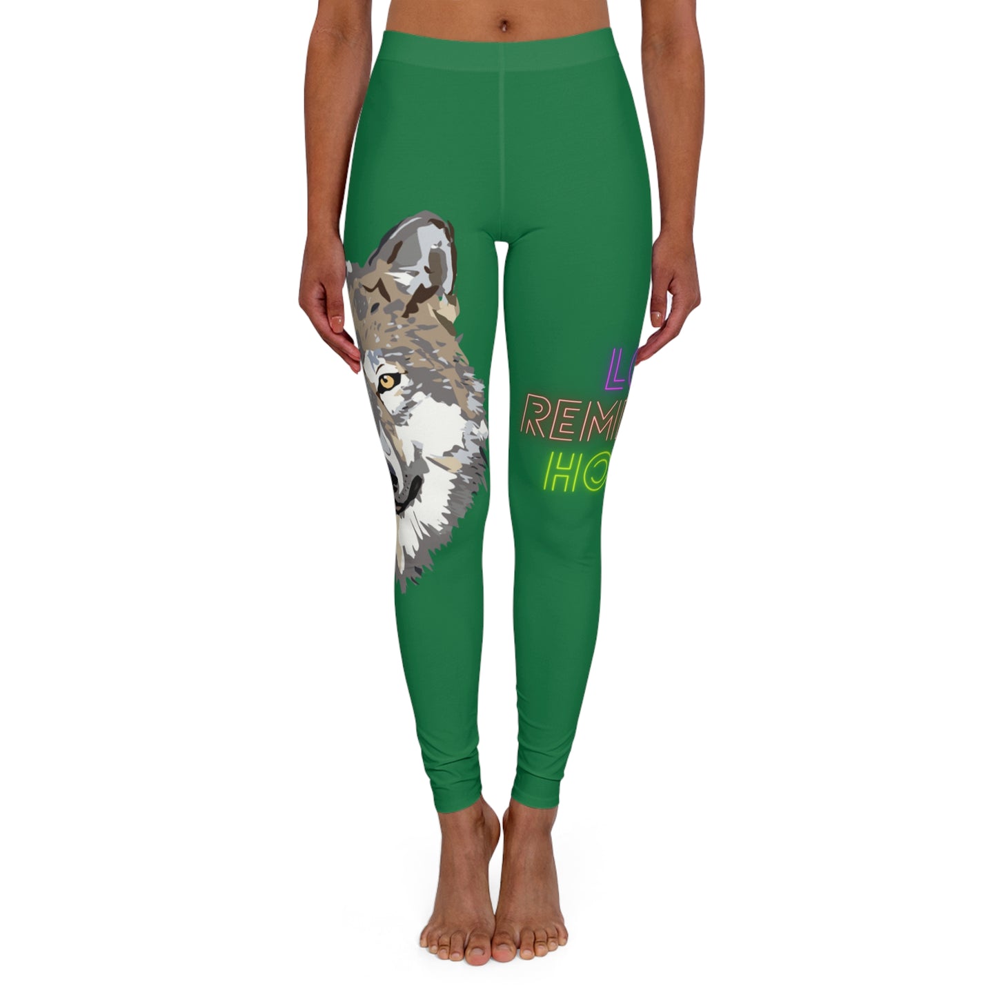 Women's Spandex Leggings: Wolves Dark Green