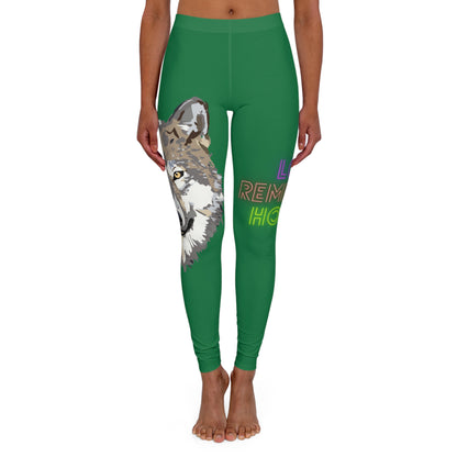 Women's Spandex Leggings: Wolves Dark Green