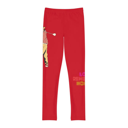 Youth Full-Length Leggings: Golf Dark Red