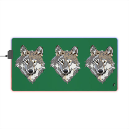 LED Gaming Mouse Pad: Wolves Dark Green