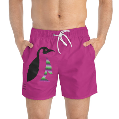 Swim Trunks: Crazy Penguin World Logo Pink