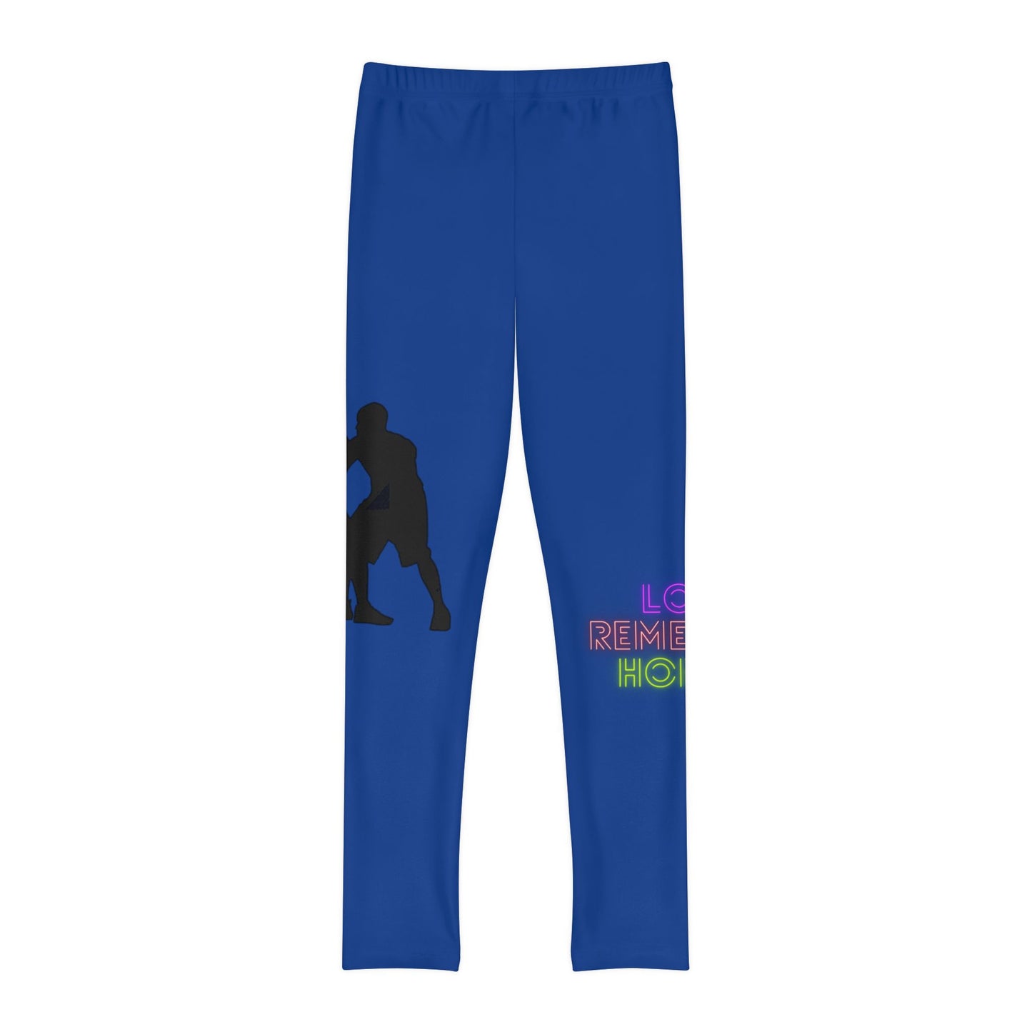 Youth Full-Length Leggings: Basketball Dark Blue