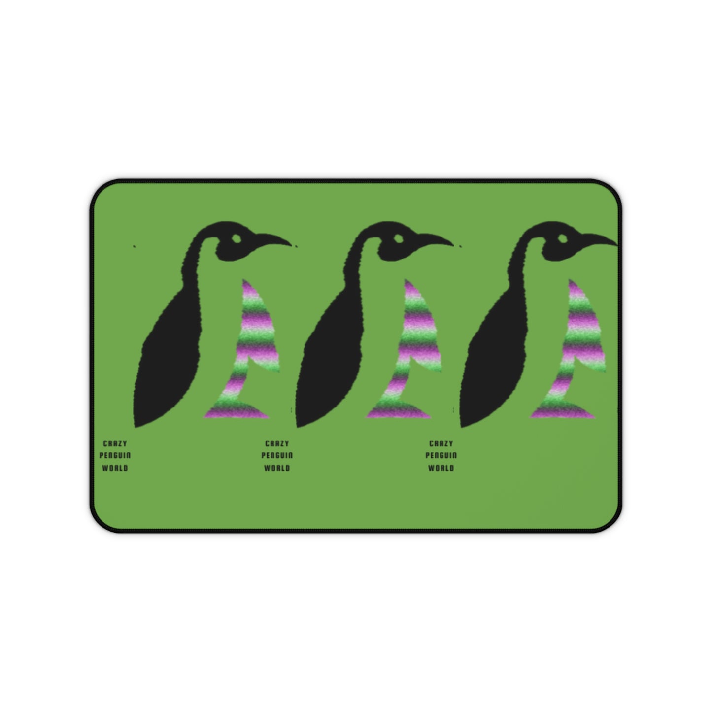 Desk Mat: Crazy Penguin World Logo Green